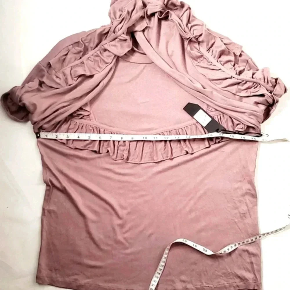 Ellie Kate Ruffled Trim Long Sleeve Blouse Sz L  Spandex Blend Pastel NWT - Picture 3 of 8
